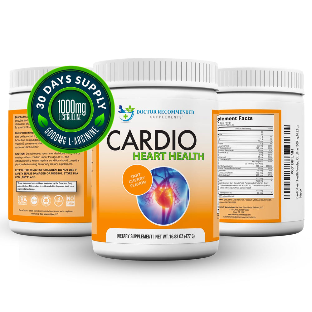 DOCTOR RECOMMENDED SUPPLEMENTS Cardio Heart Health serving glass ready for easy administration.