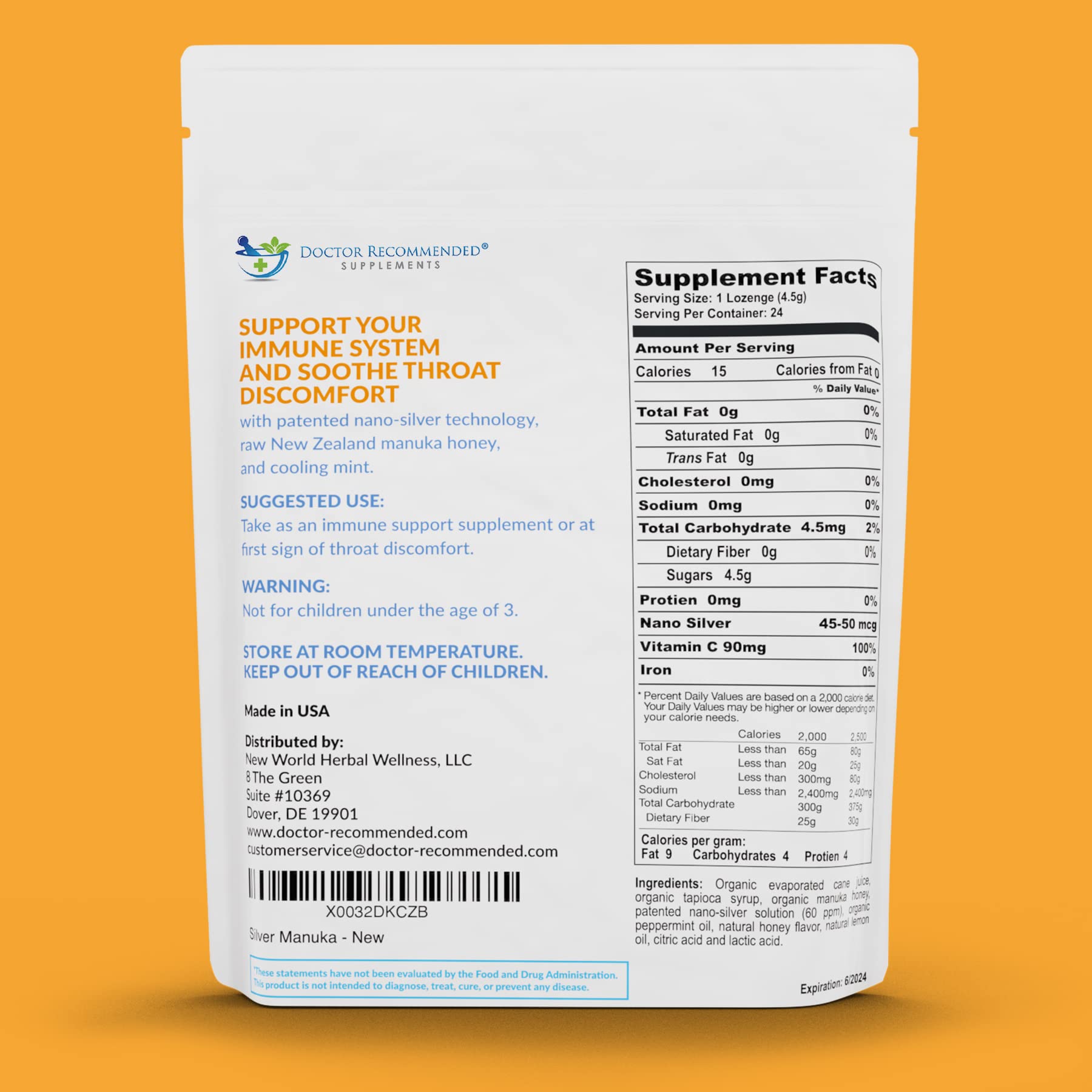 Doctor Recommended Supplements silver lozenge dissolving on tongue demonstrates quick throat soothing action