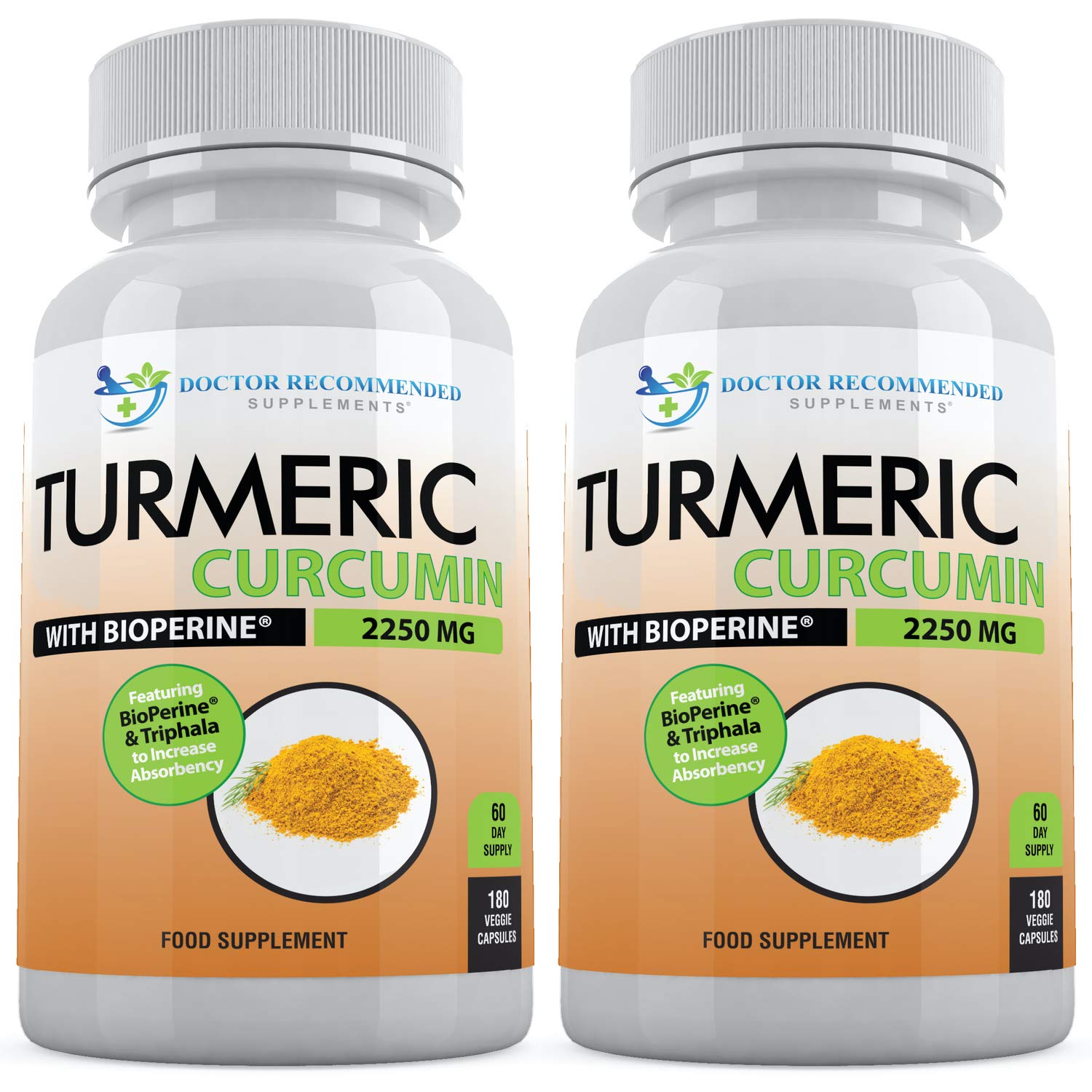 DOCTOR RECOMMENDED SUPPLEMENTS turmeric-curcumin bottle highlighting high potency for daily wellness