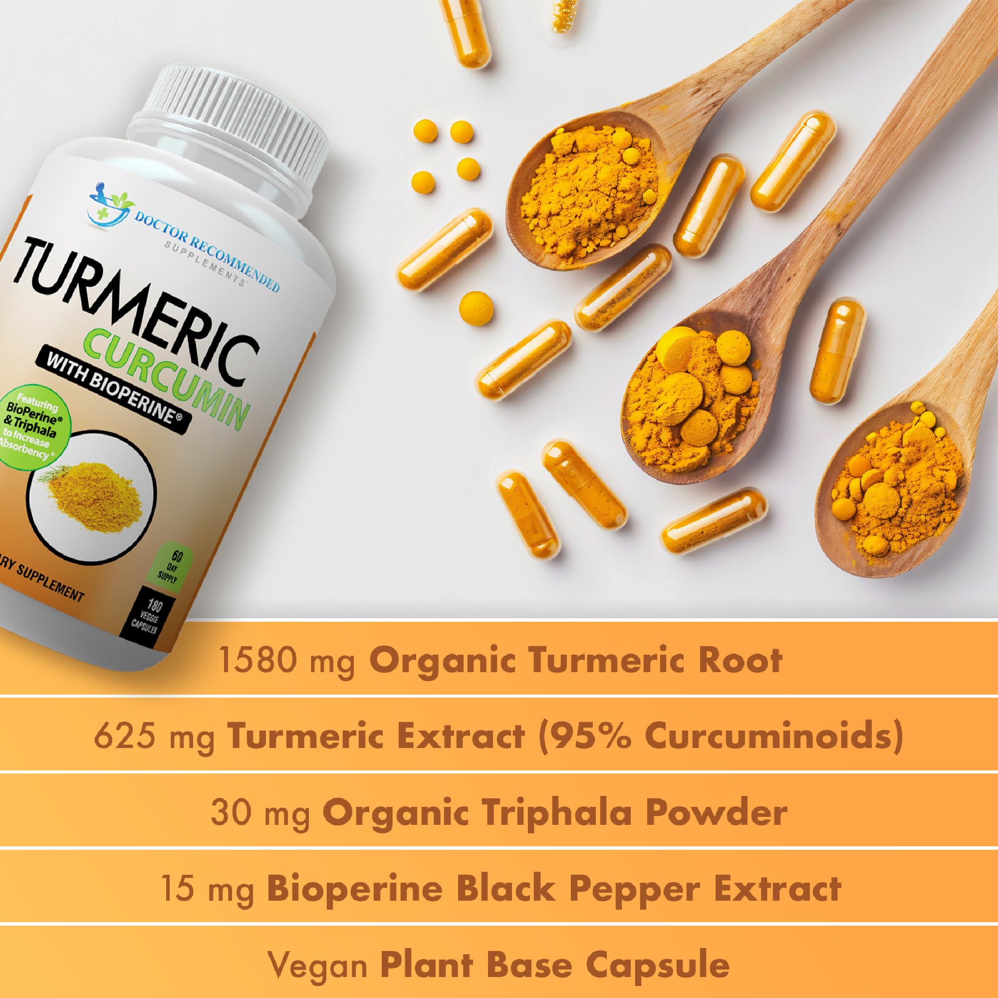 Two-pack Doctor Recommended Supplements turmeric-curcumin box emphasizing value.