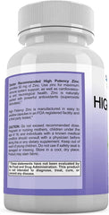 Zinc 50mg label shows third-party tested purity