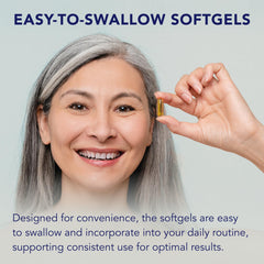Doctor's Advantage Omega Shield softgels close-up in golden color for easy swallowing