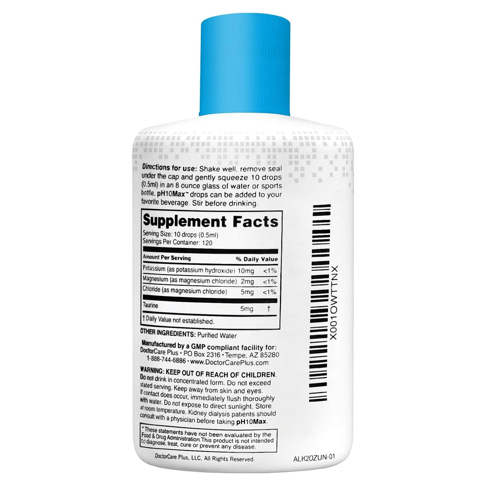 DoctorCare Plus drops pour into a glass for alkaline hydration.