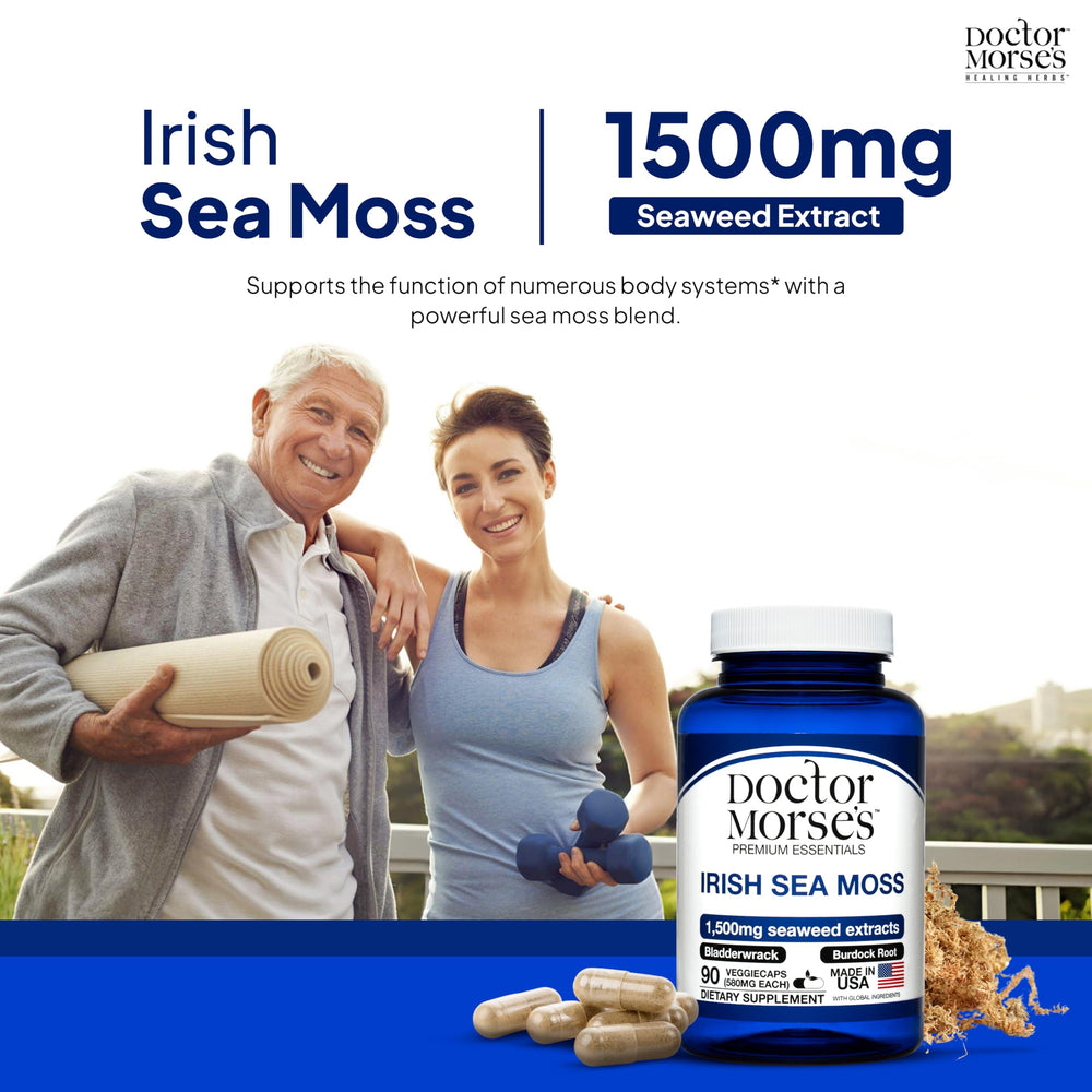 Label close-up highlighting bladderwrack and burdock root ingredients for nutrient support