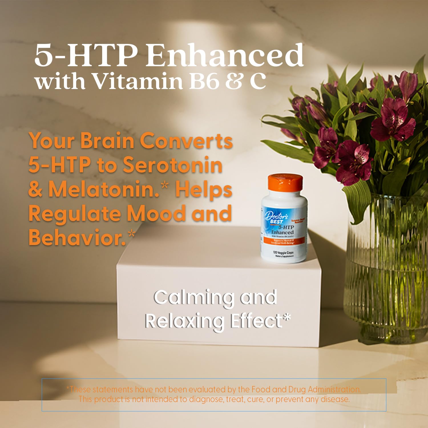 Doctor's Best 5-HTP label highlighting non-GMO and gluten-free attributes