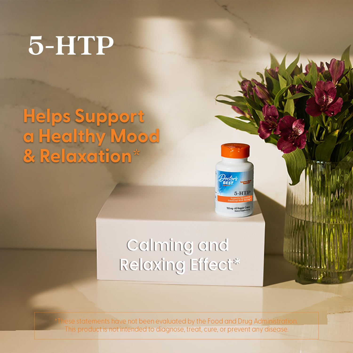 Doctor's Best 5-HTP vegan capsules emphasize purity and plant-based sourcing