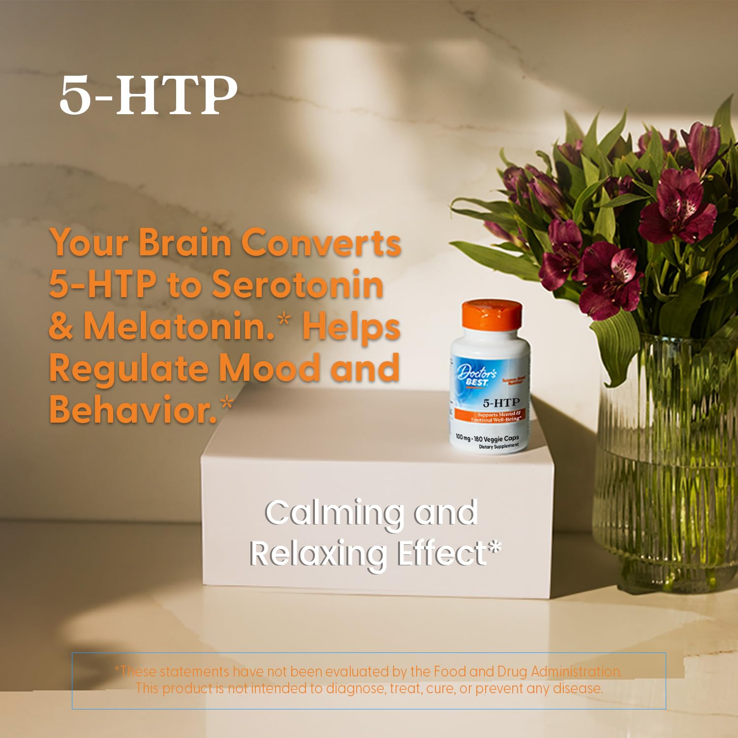 Doctors Best 5-HTP gluten-free vegan form promoting balanced mood and sleep