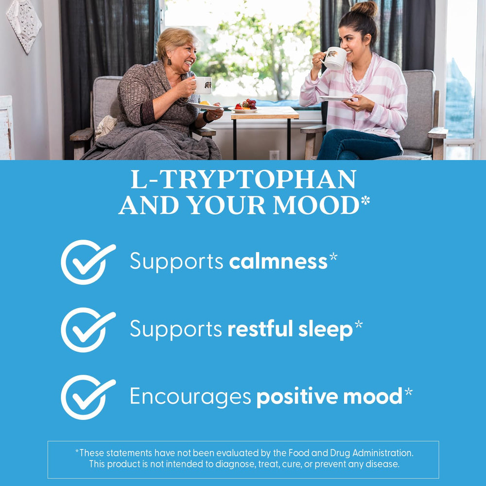 Doctor's Best L-Tryptophan bottle label notes 90 servings per container for daily use