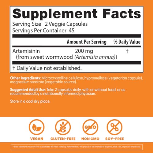 Doctor's Best Artemisinin box front highlights herbal origin from sweet wormwood.