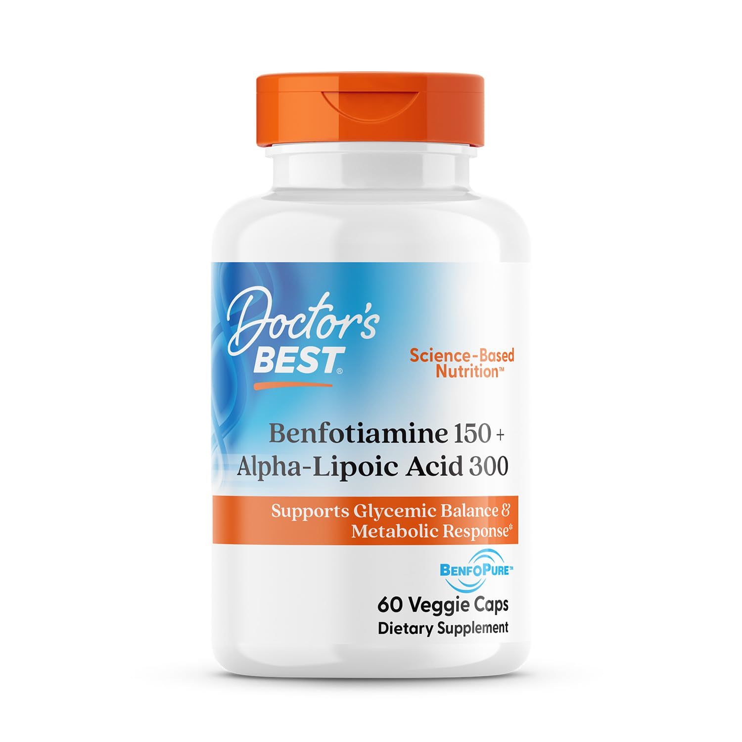 Doctor's Best Benfotiamine 150 + Alpha-Lipoic Acid 300 bottle for daily metabolism support