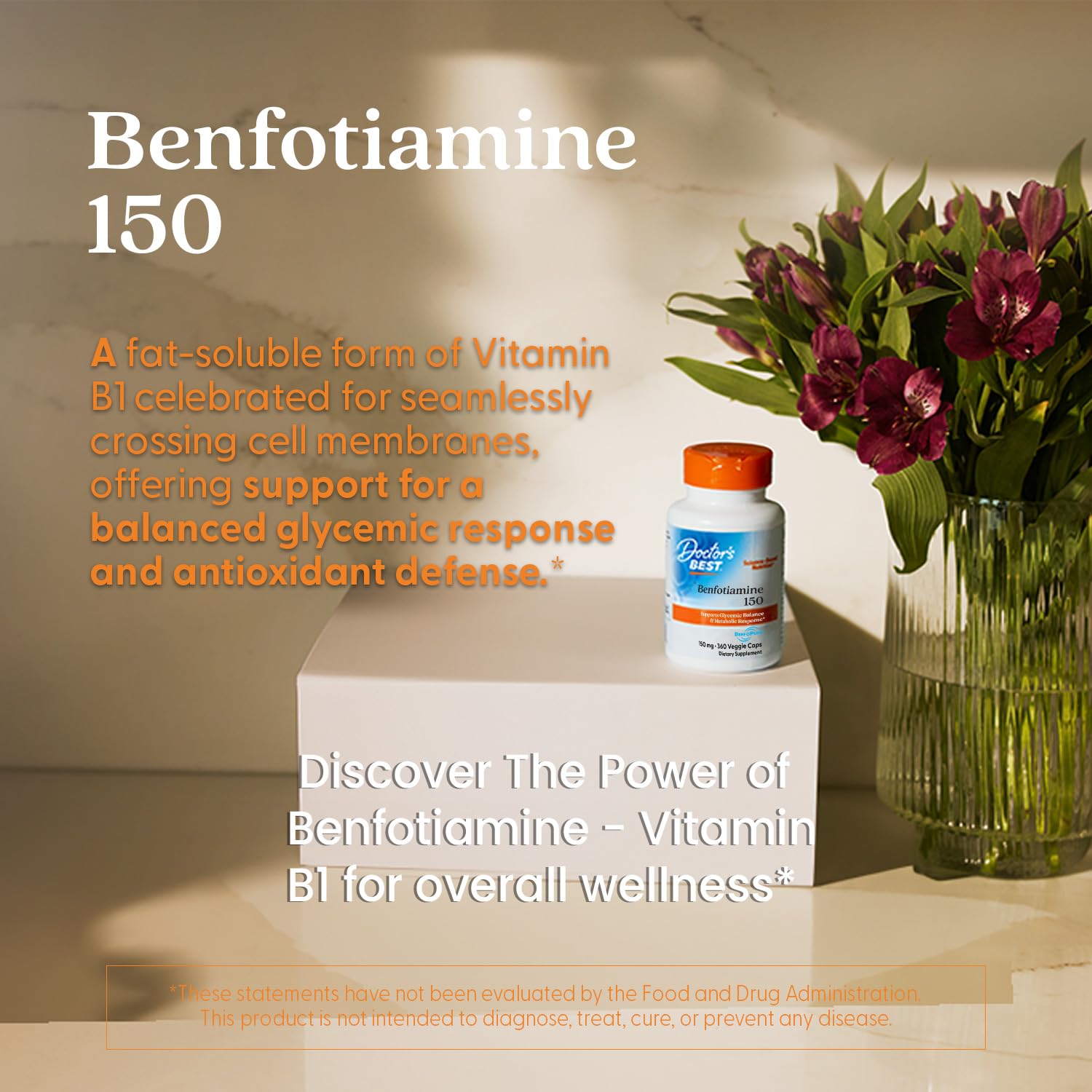 Doctor's Best Benfotiamine 150 bottle spine shows 360 capsules for ongoing use.