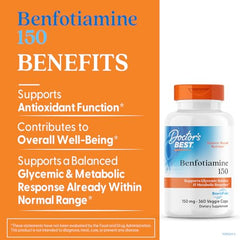 Doctor's Best Benfotiamine 150 capsules pour shows easy daily use.