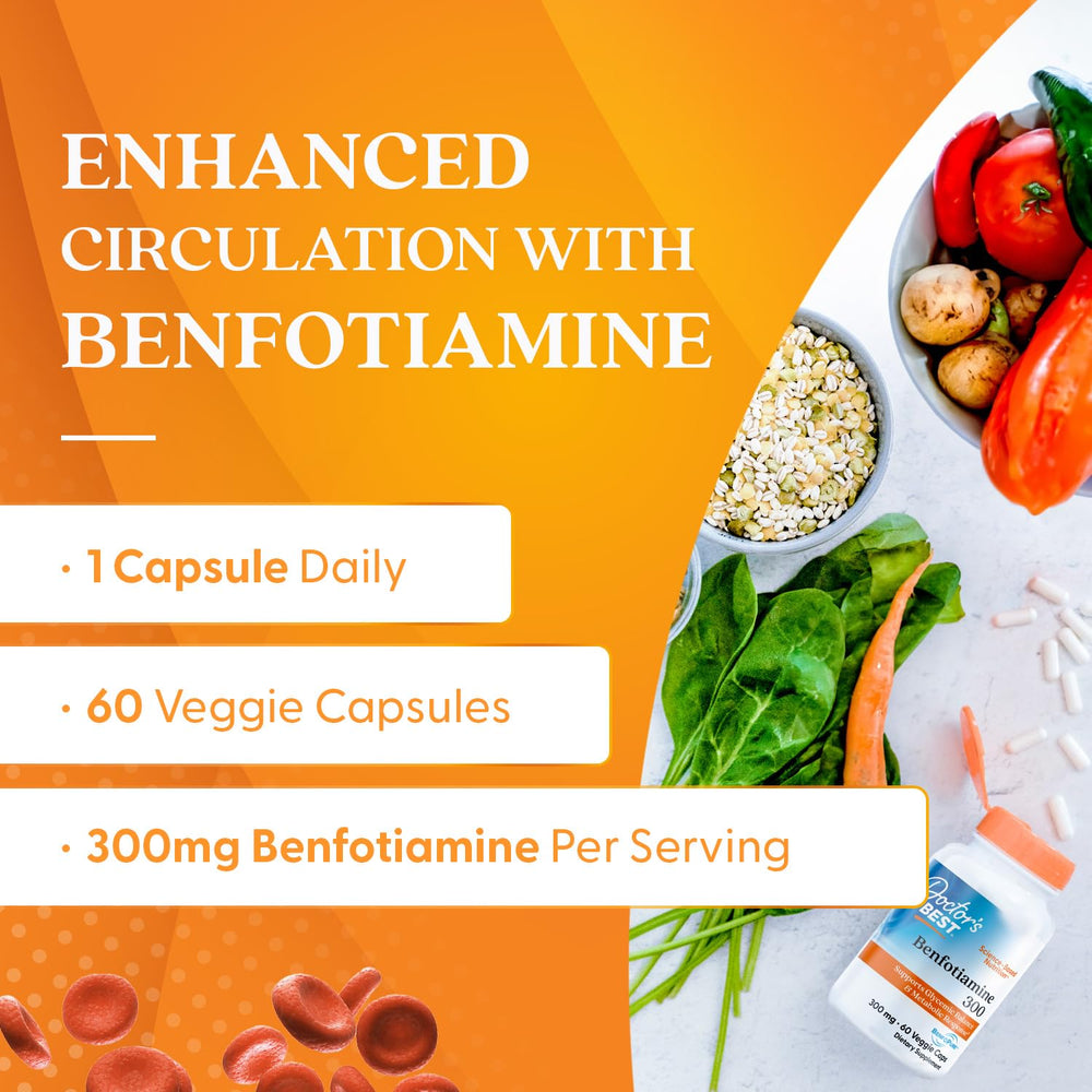 Doctor's Best Benfotiamine 300 usage set with 60 veggie caps