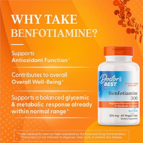 Doctor's Best Benfotiamine 300 veggie caps shown as vegan supplement