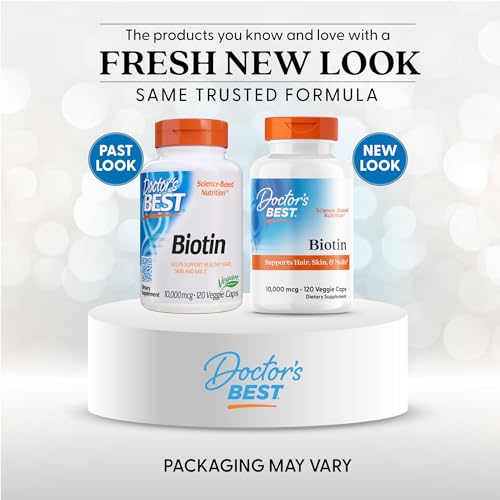 Close-up of Doctor's Best Biotin veggie capsules for vegan daily use.
