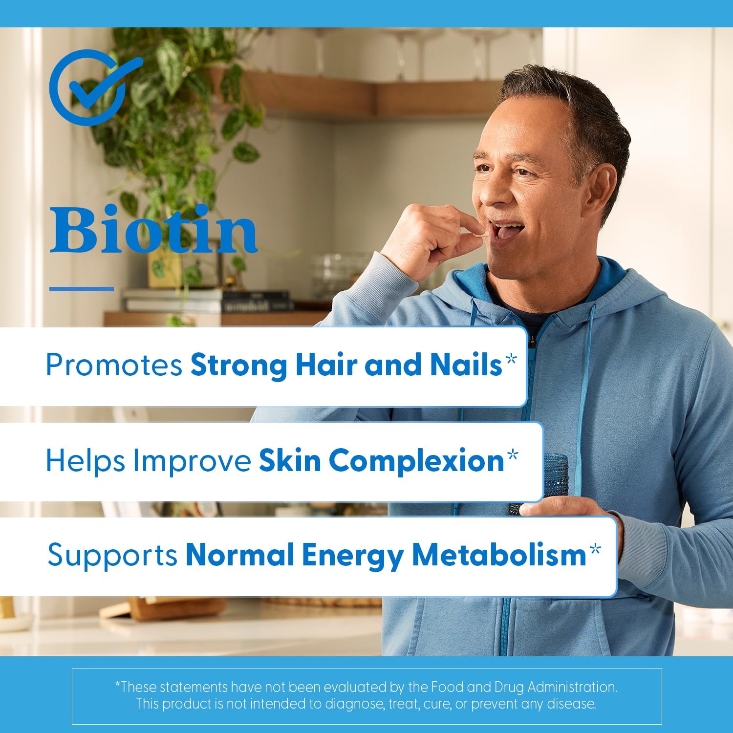 Morning routine with Doctor's Best Biotin capsules and water.