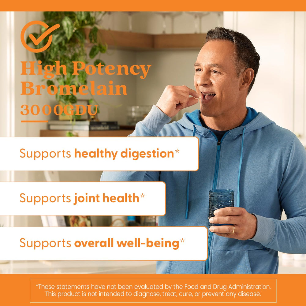 Doctor's Best Bromelain ingredients list highlighting natural enzyme formula.