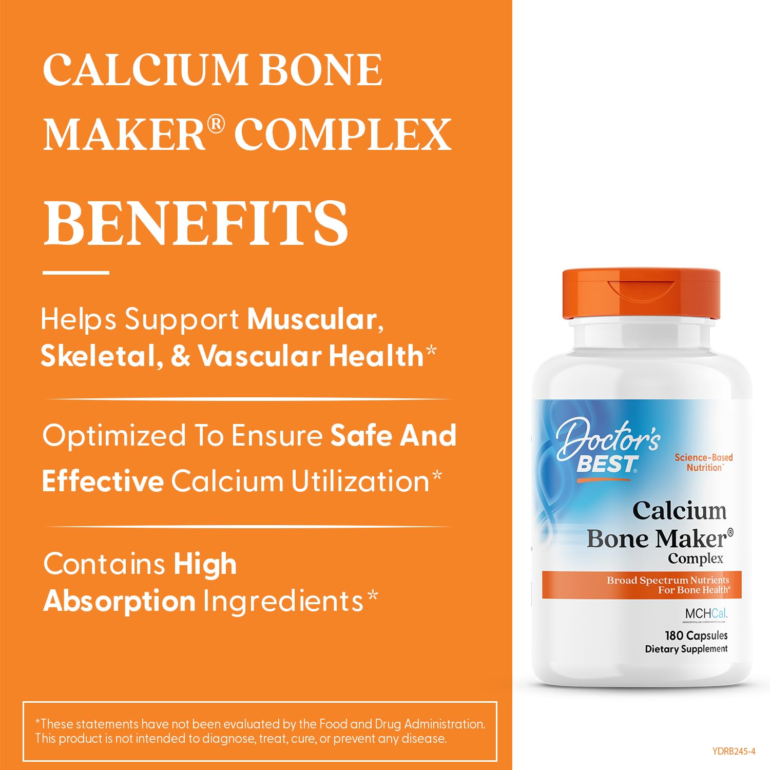 Closeup of Doctor's Best capsules supporting calcium absorption