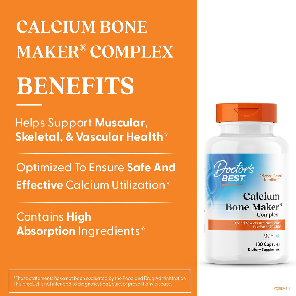 Closeup of Doctor's Best capsules supporting calcium absorption