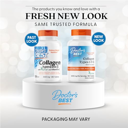 Doctor's Best collagen bottle close-up showing non-GMO and gluten-free formulation.