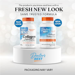 Doctor's Best collagen bottle close-up showing non-GMO and gluten-free formulation.