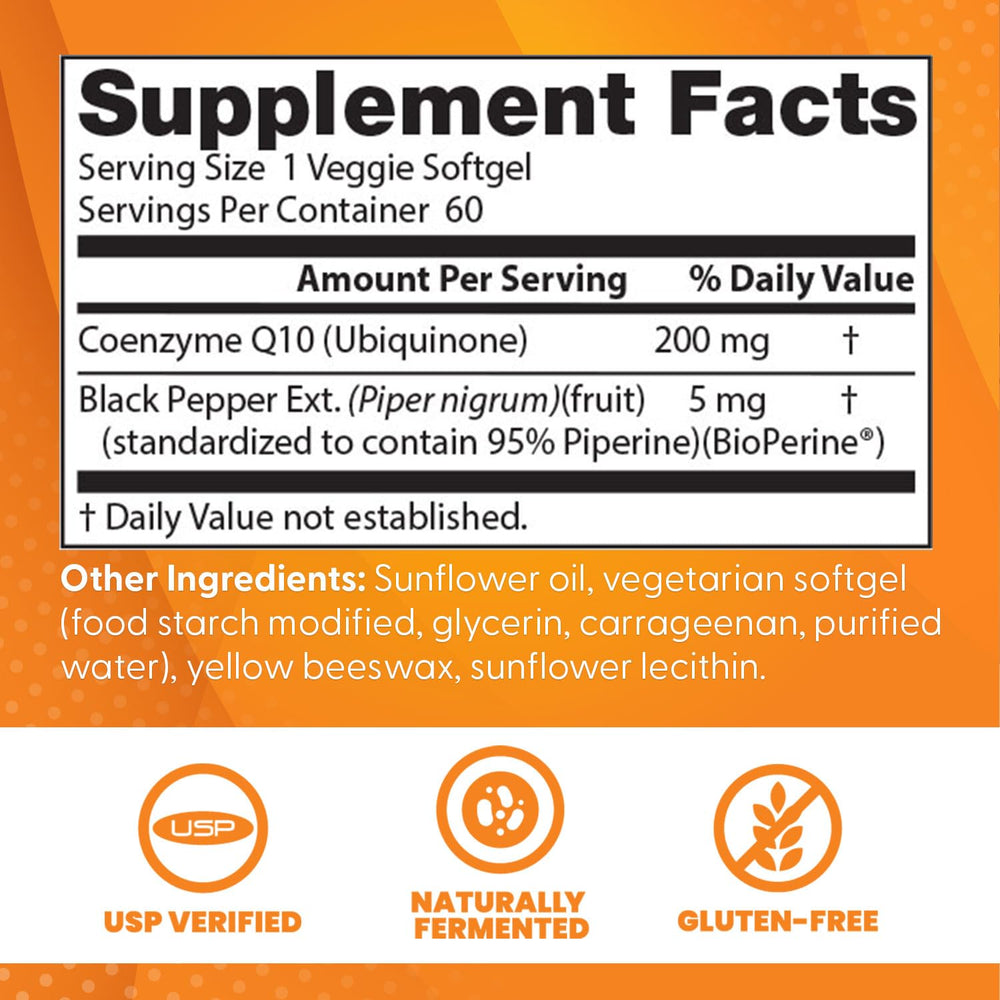 Doctor's Best CoQ10 with BioPerine close-up showing absorption booster.