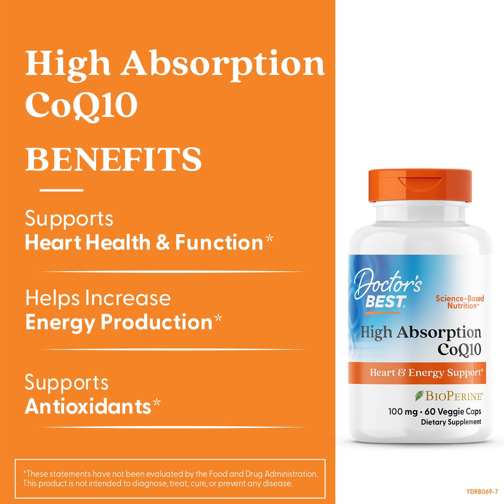Botella de Doctor's BEST CoQ10 con 60 cápsulas para salud cardíaca