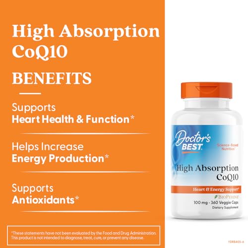 Closeup of Doctor's Best CoQ10 cap highlighting capsule design.