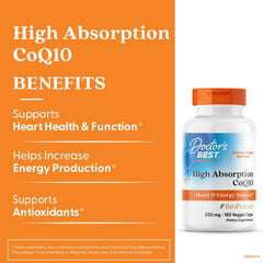 Doctor's Best CoQ10 capsules ready for daily energy and heart health routines.