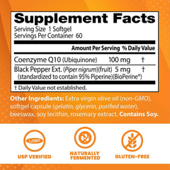 Close-up of Doctor's Best CoQ10 softgels for daily supplementation.