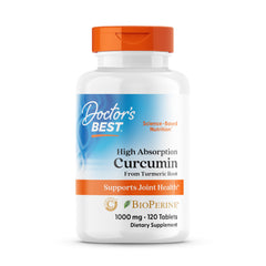 Doctor's Best Curcumin C3 Complex bottle focuses on joint support and antioxidant potential.