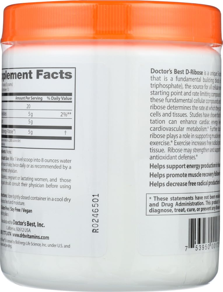 Doctor's Best D-Ribose scoop for convenient twice-daily energy support
