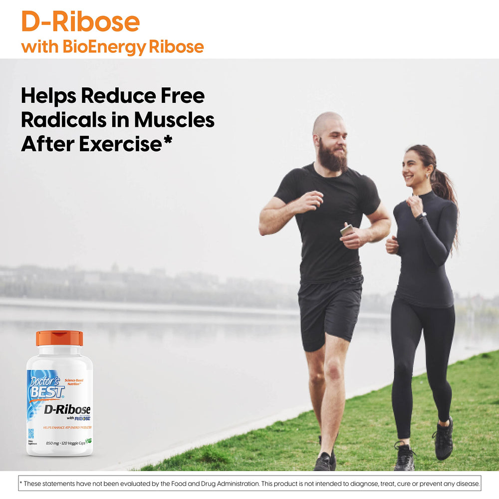 Vegan Doctor's Best D-Ribose capsules on shelf ready for daily energy support.