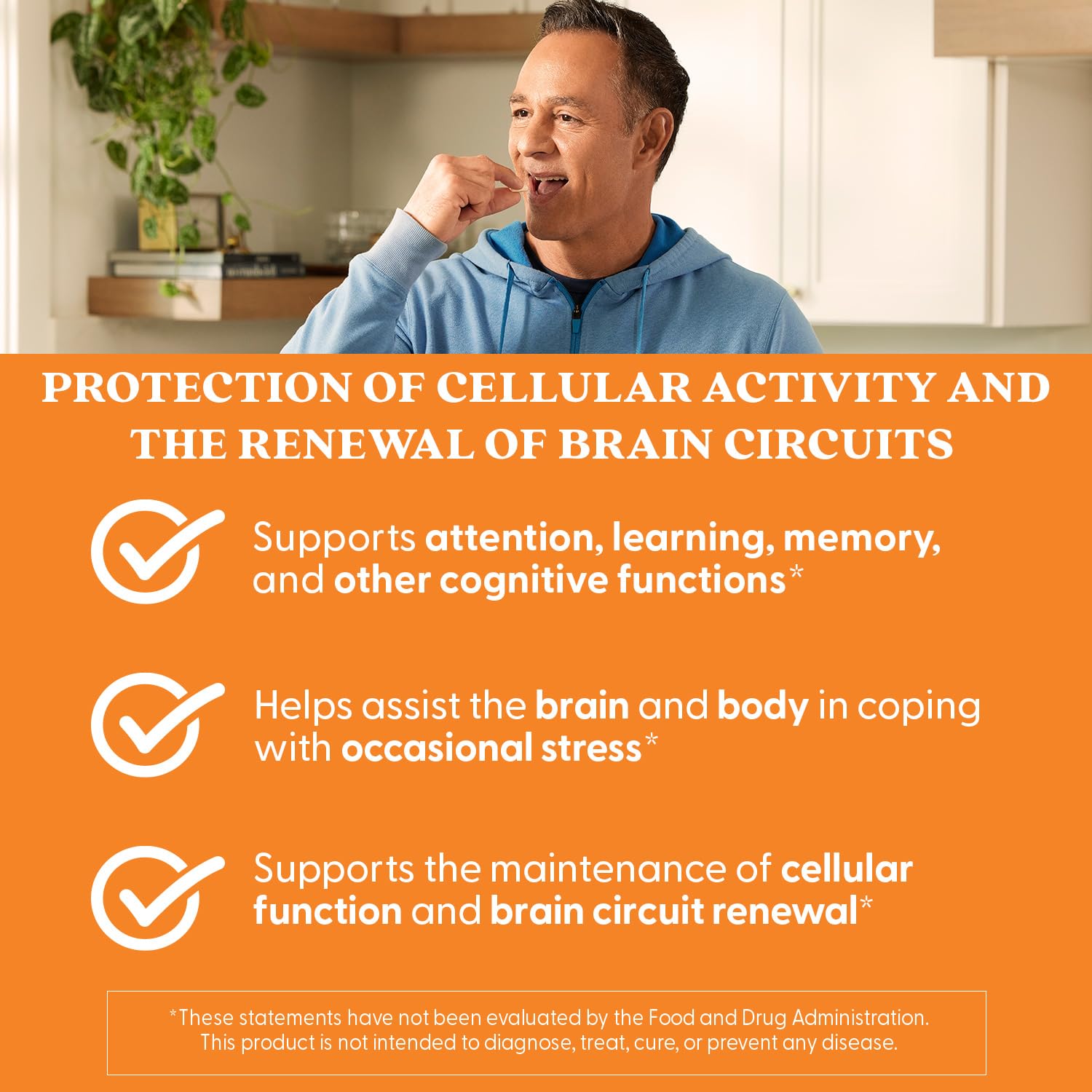Dosing instruction card shows 2 capsules daily with meals