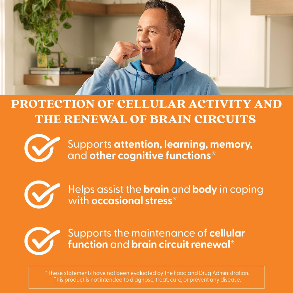 Dosing instruction card shows 2 capsules daily with meals
