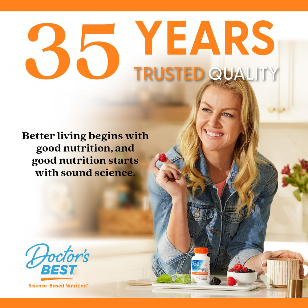 Lifestyle scene with Doctor's Best capsules beside a glass of water