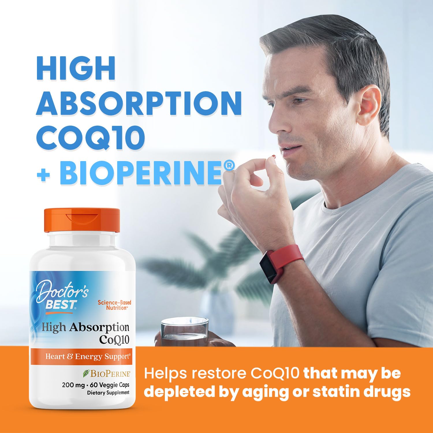 Empaque de Doctor's Best CoQ10 de 60 cápsulas para uso mensual