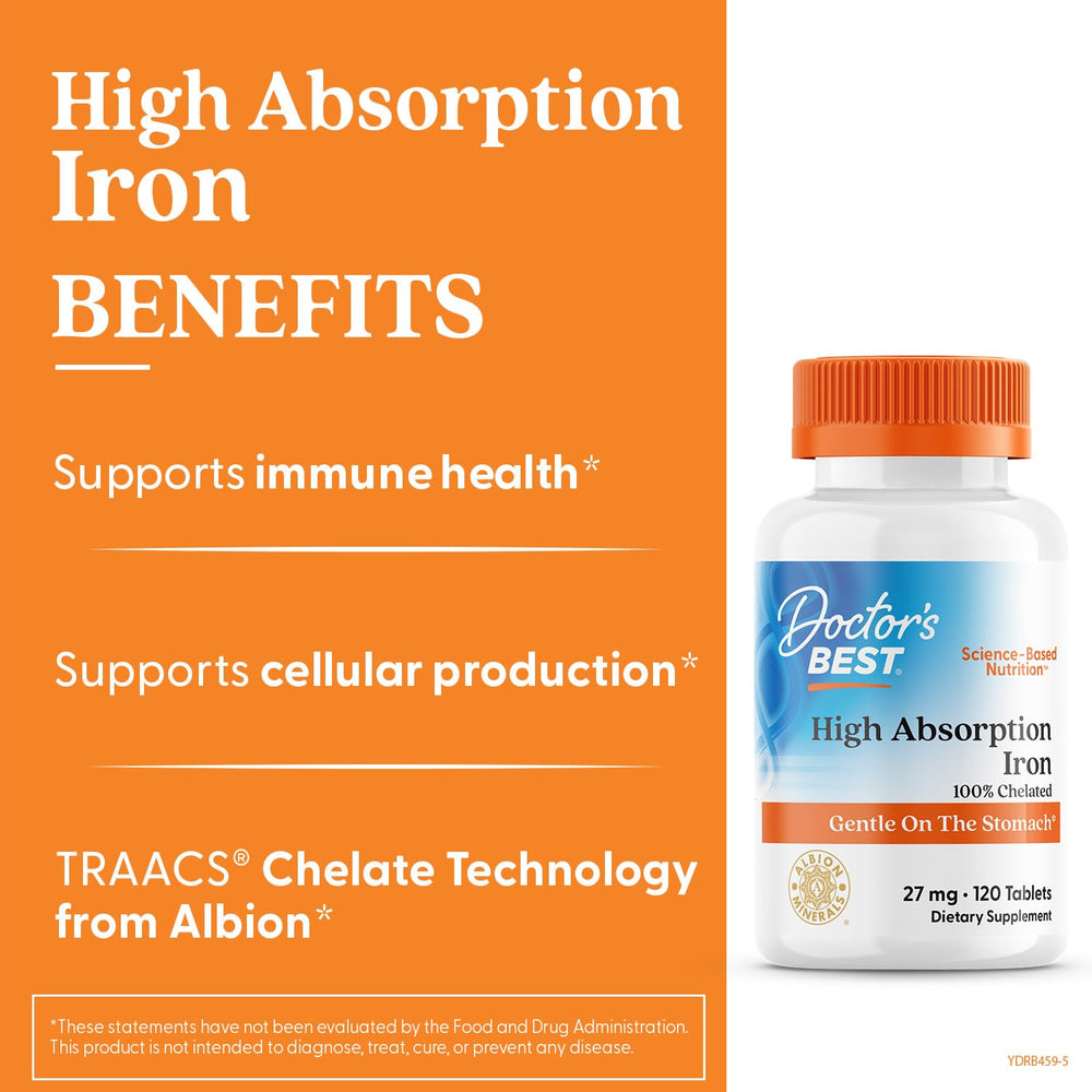 Doctors Best FerroChel label highlights chelated iron for absorption.