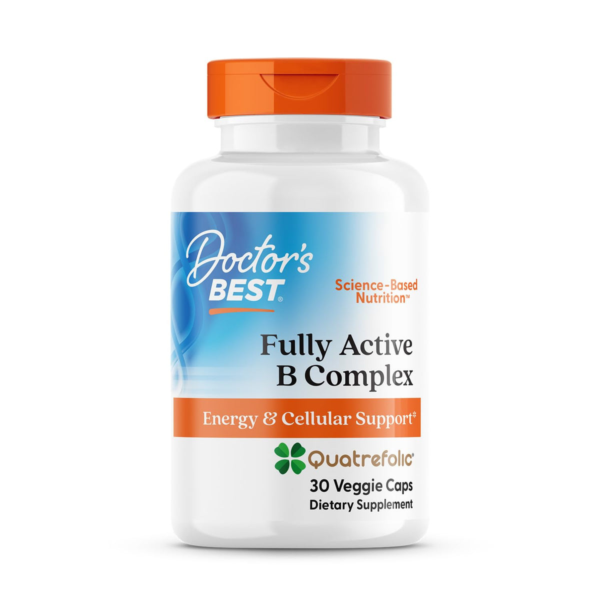 Doctor's Best Fully Active B Complex bottle front for energy support.