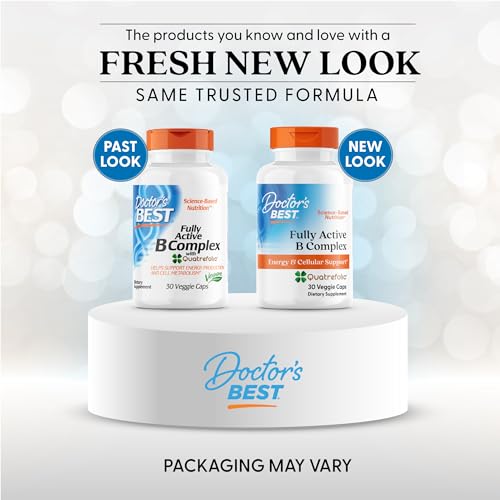 Doctor's Best Fully Active B Complex capsules close-up for daily metabolism.