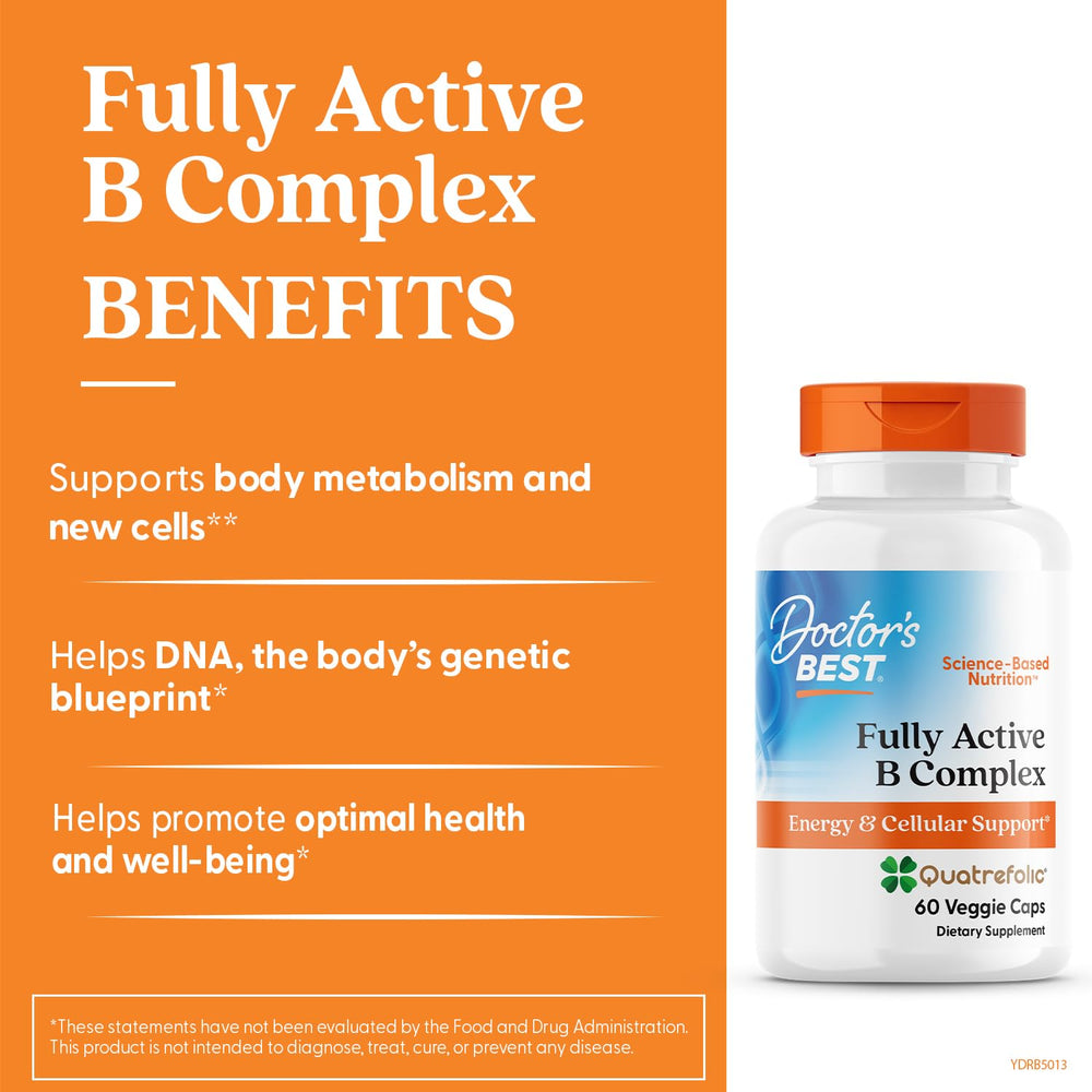 Pill-dispense view of Doctor's Best Fully Active B Complex for convenient dosing.