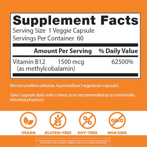 Doctor's Best Fully Active B12 1500mcg capsules ready for use.