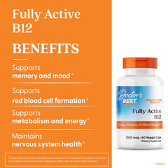 Doctor's Best Fully Active B12 1500mcg packaging close-up.
