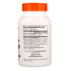Doctor's Best Ginkgo capsules close-up emphasizing vegan, non-GMO formula for daily use