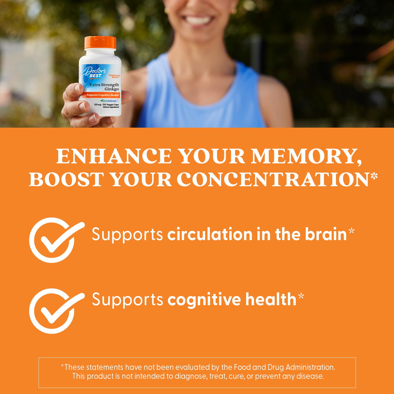 Doctor's Best Ginkgo daily-use supplement on shelf implies convenient brain support.