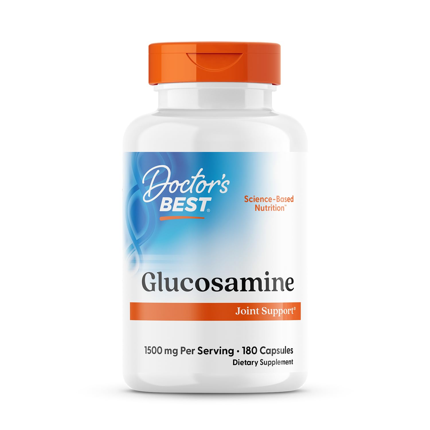 Doctor's Best Glucosamine bottle front view emphasizing joint support.