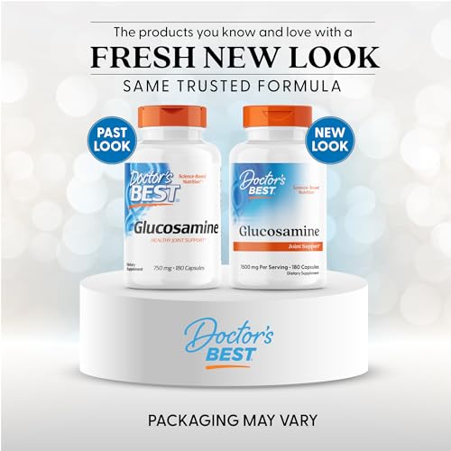 Close-up of the Doctor's Best Glucosamine label highlighting 1500 mg per serving for joint support.