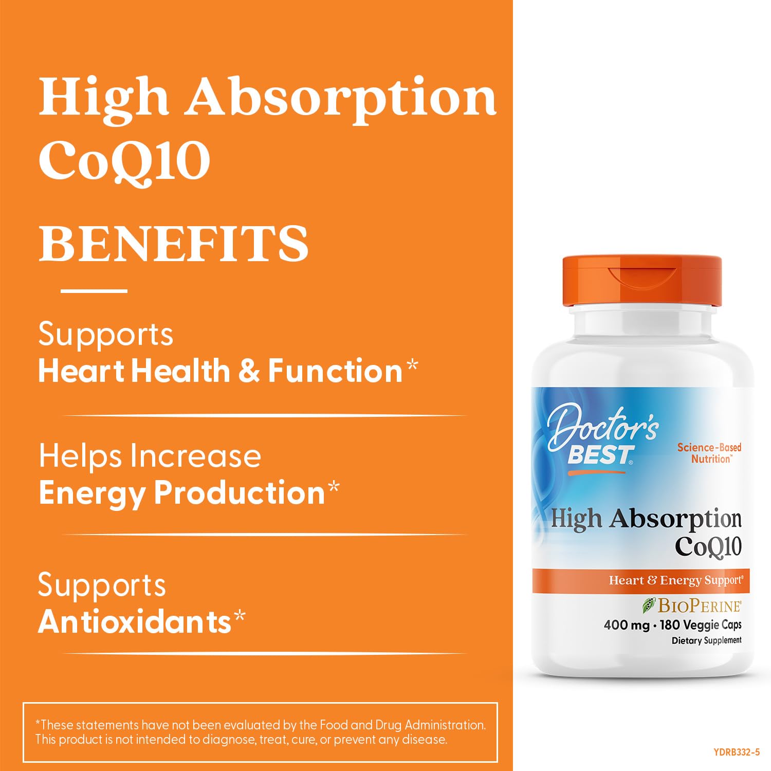 Label of Doctor's Best CoQ10 showing vegan and non-GMO features