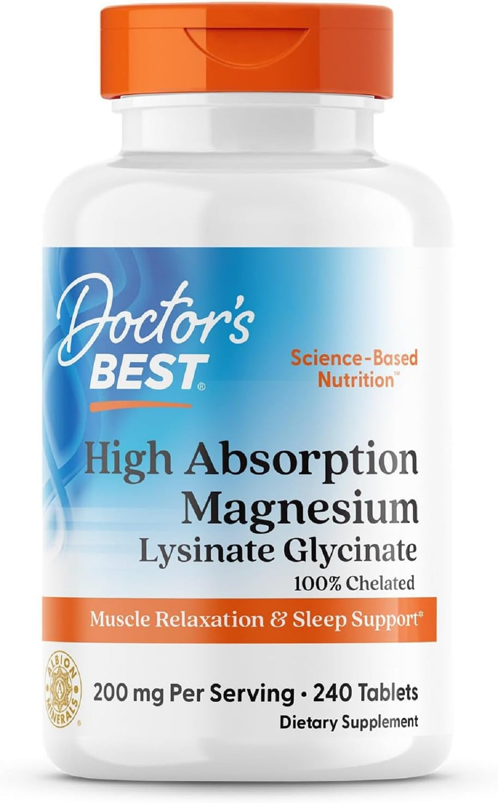 Doctor's Best high-absorption magnesium bottle ready for daily use to support relaxation