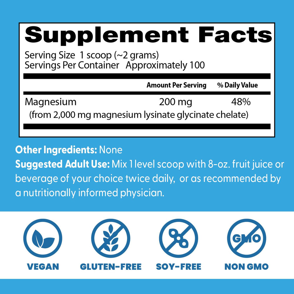 Doctor's Best magnesium powder packaging on shelf highlighting vegan and gluten-free